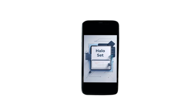 Smartphone displaying an app interface on a white background